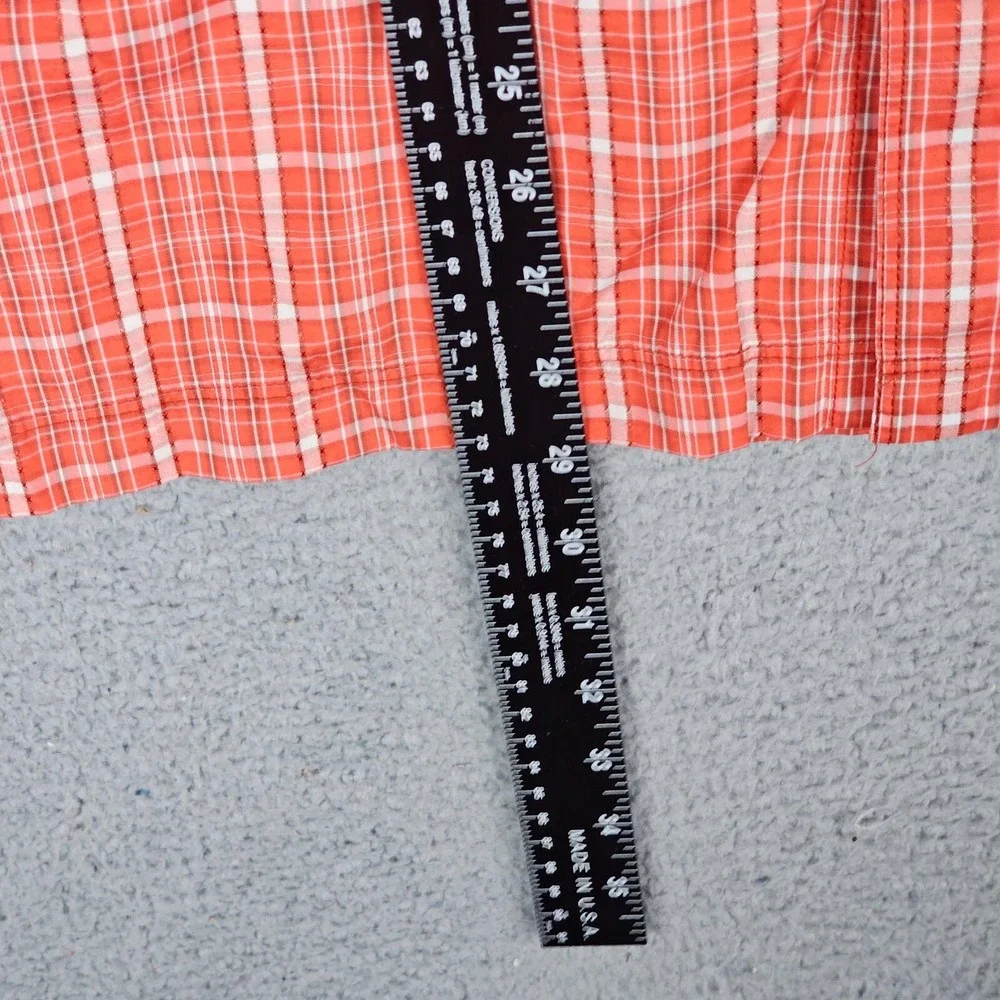 The North Face Shirt Mens Large Orange Plaid Short Sleeve Pocket Hiking Outdoor